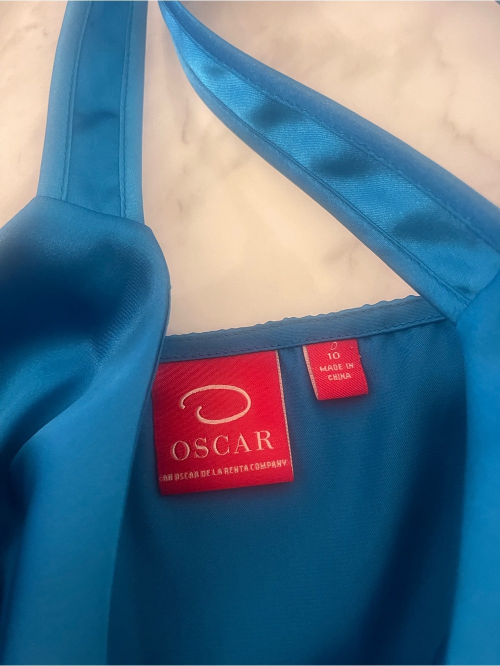Oscar de la Renta Blue Satin Camisole Top